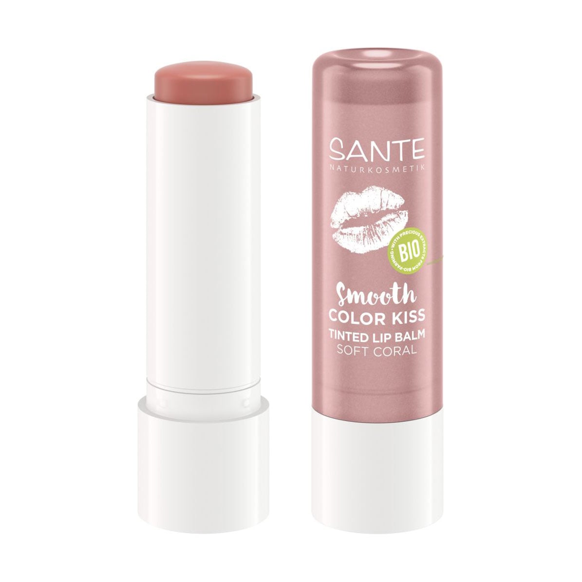Тонувальний біо-бальзам для губ Sante Smooth Color Kiss Tinted Lip Balm 01 Soft Coral, 4.8 г