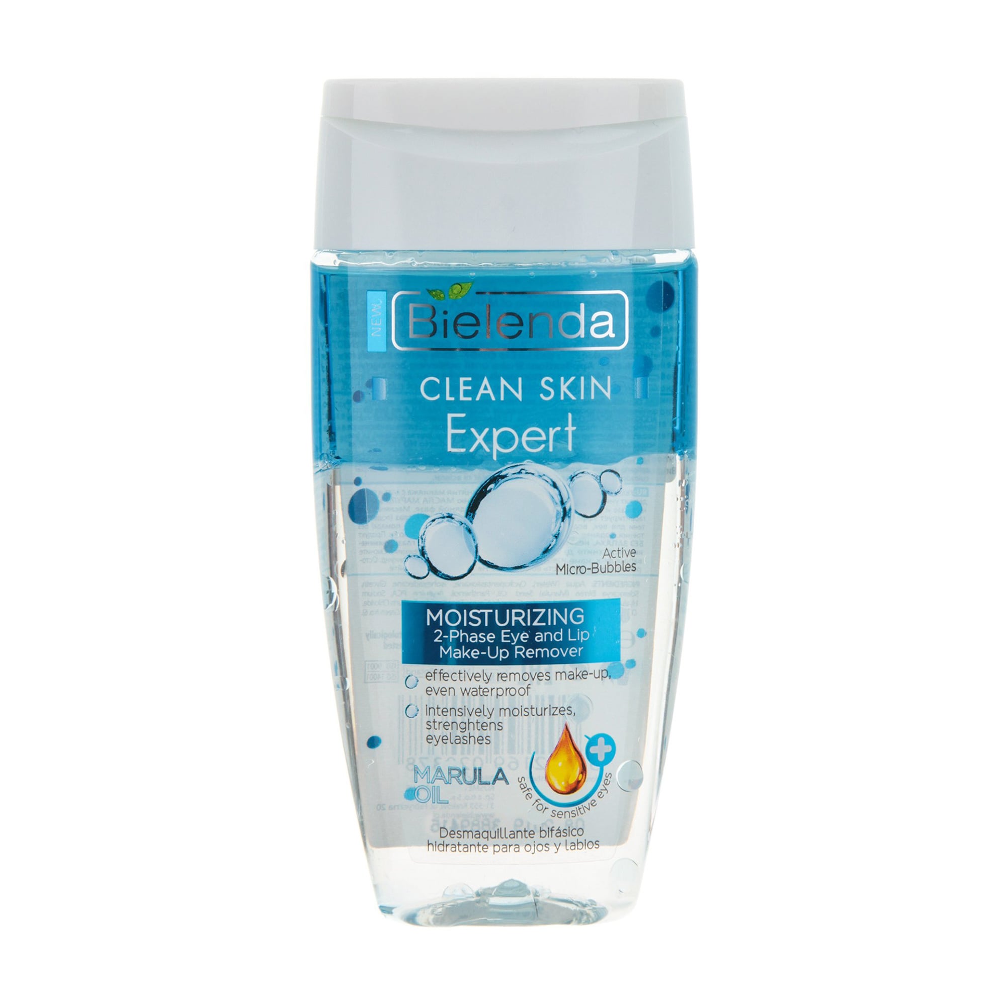 Уцінка! Двофазна рідина для зняття макіяжу з очей і губ Bielenda Clean Skin Expert з маслом марули, зволожувальна, 150 мл